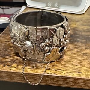 Silver Floral Bangle Bracelet